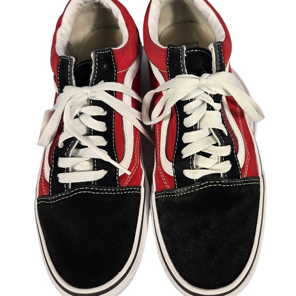 Vans Old Skool Red Black White Off The Wall Logo Skate Shoes Mens 9 Womens 10.5